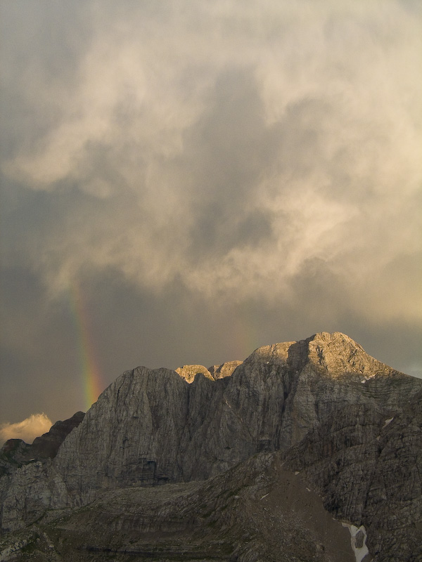 Cloud, Double Rainbow And Doss Di Dalun At Sunset